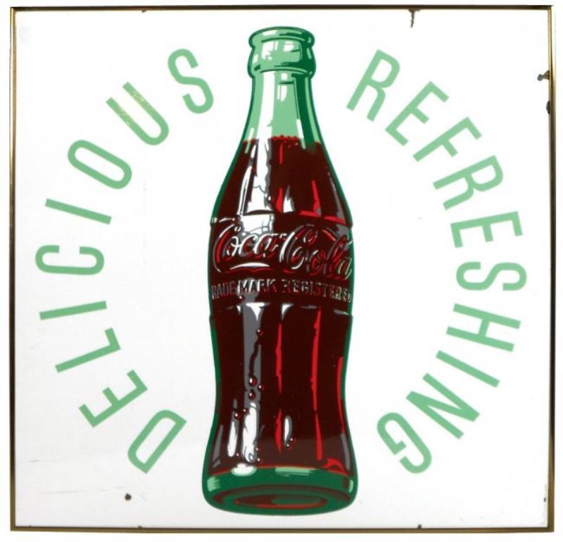Coca-Cola sign, porcelain "Delicious Refreshing"