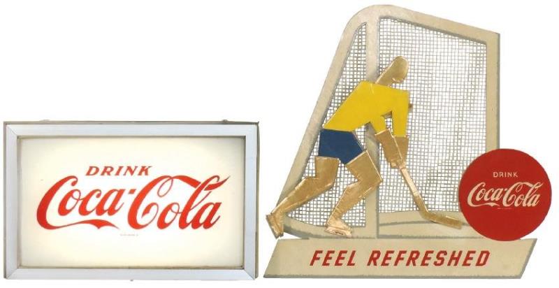 Coca-Cola signs (2), lightup, metal case w/plastic