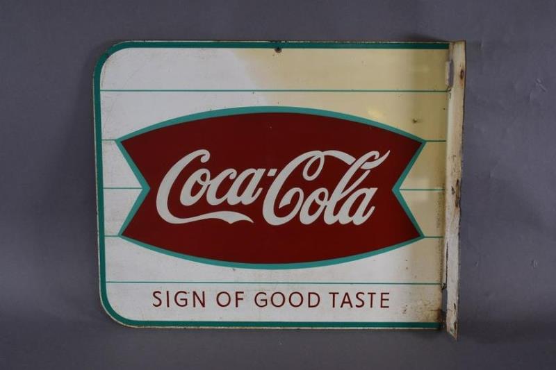 1939 COCA COLA FISHTAIL TIN FLANGE SIGN