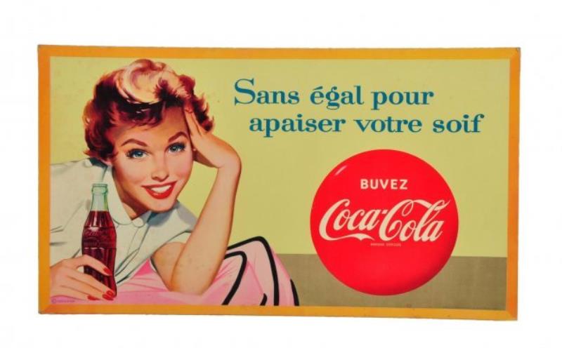 1949 1950's Cardboard French Coca Cola Sign