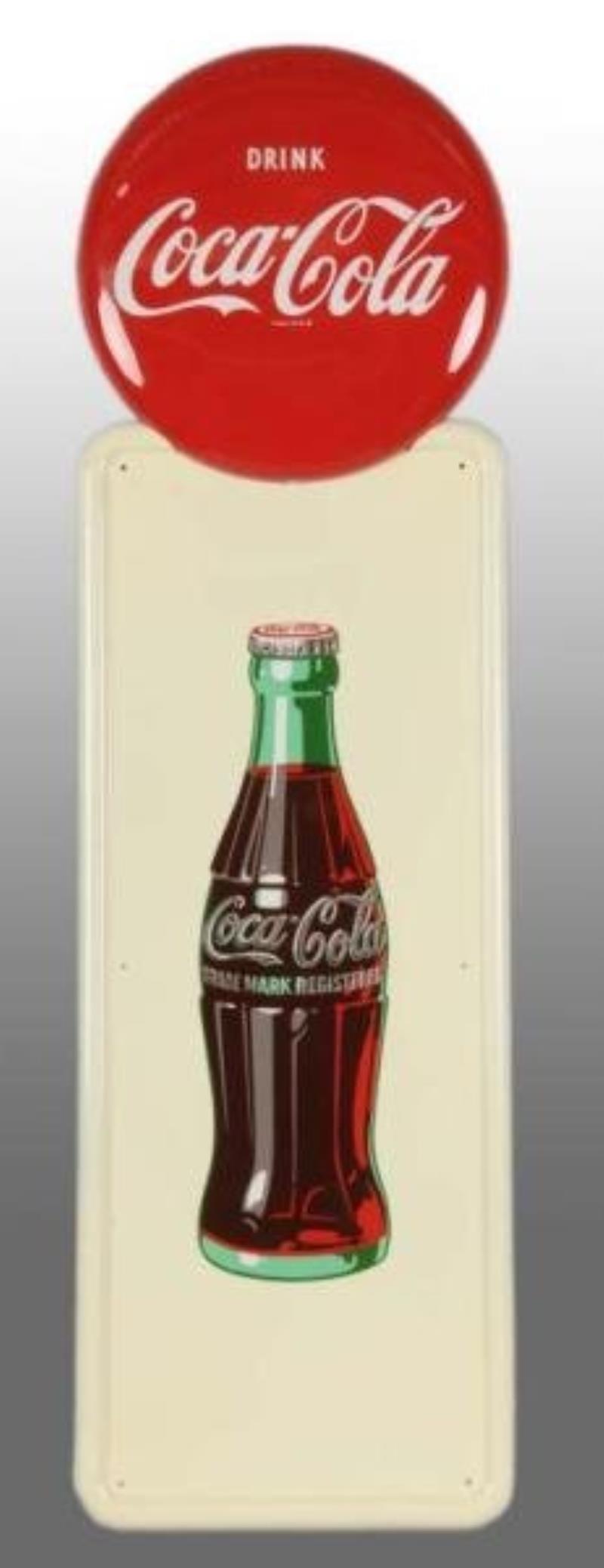 Coca-Cola Pilaster Bottle Sign with Button.