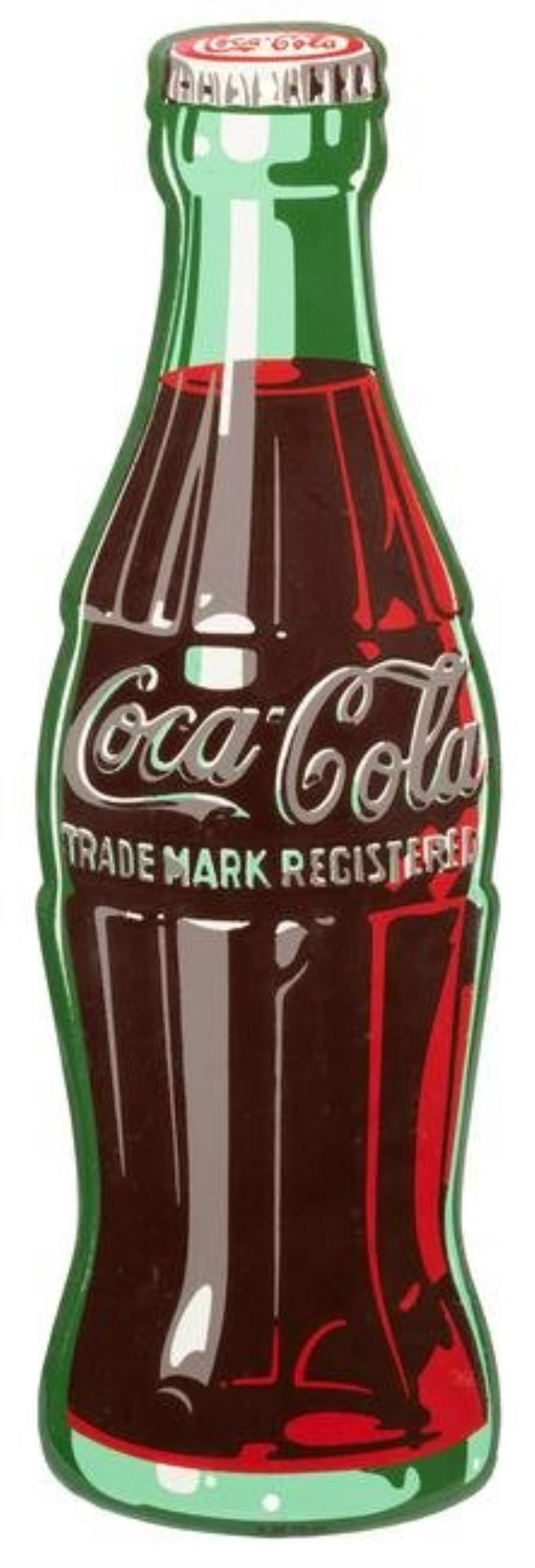 Coca-Cola Bottle Metal Sign. AM Sign Co., ca. 1940s.