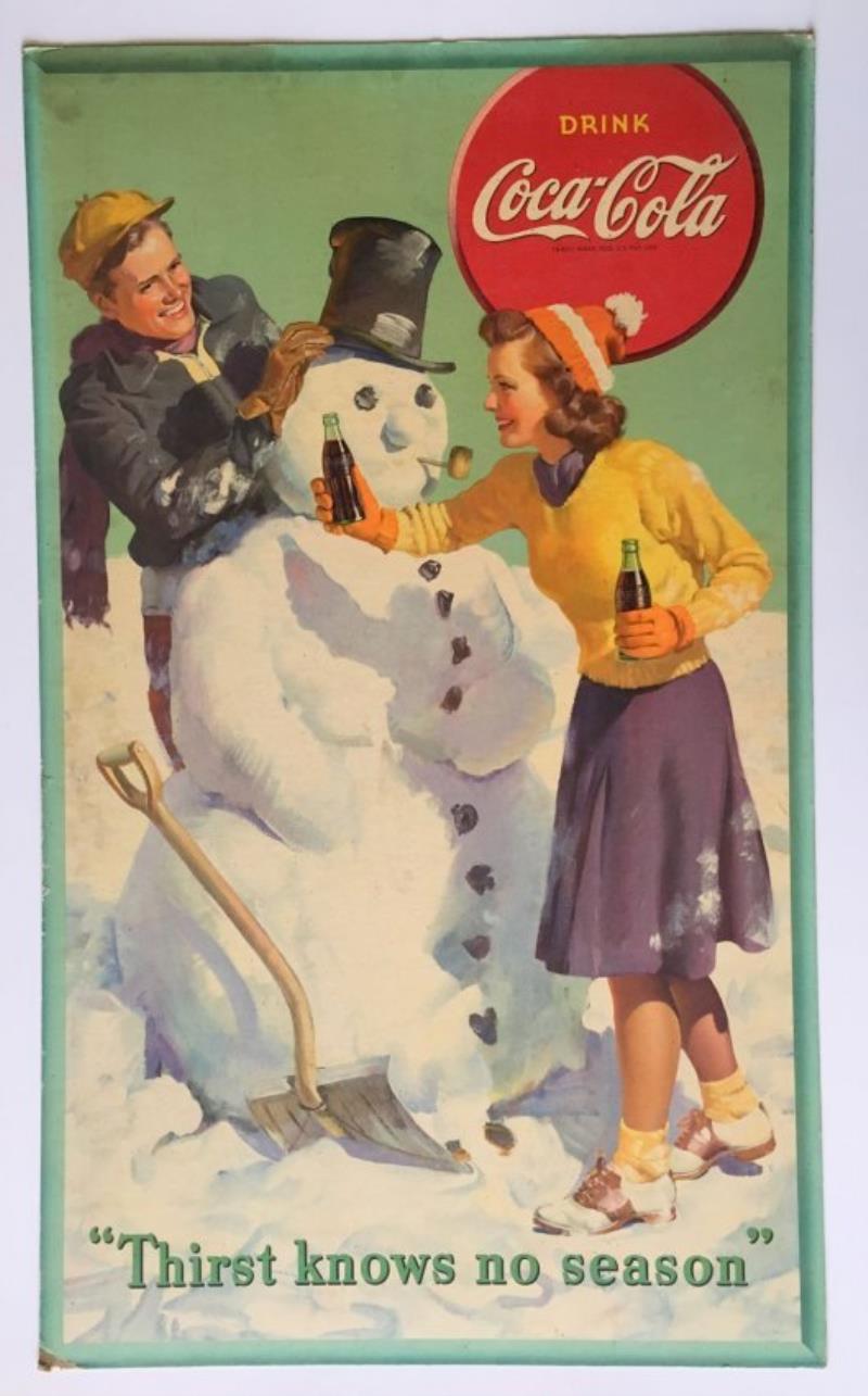 1942 Coca Cola Cardboard Advertising Sign