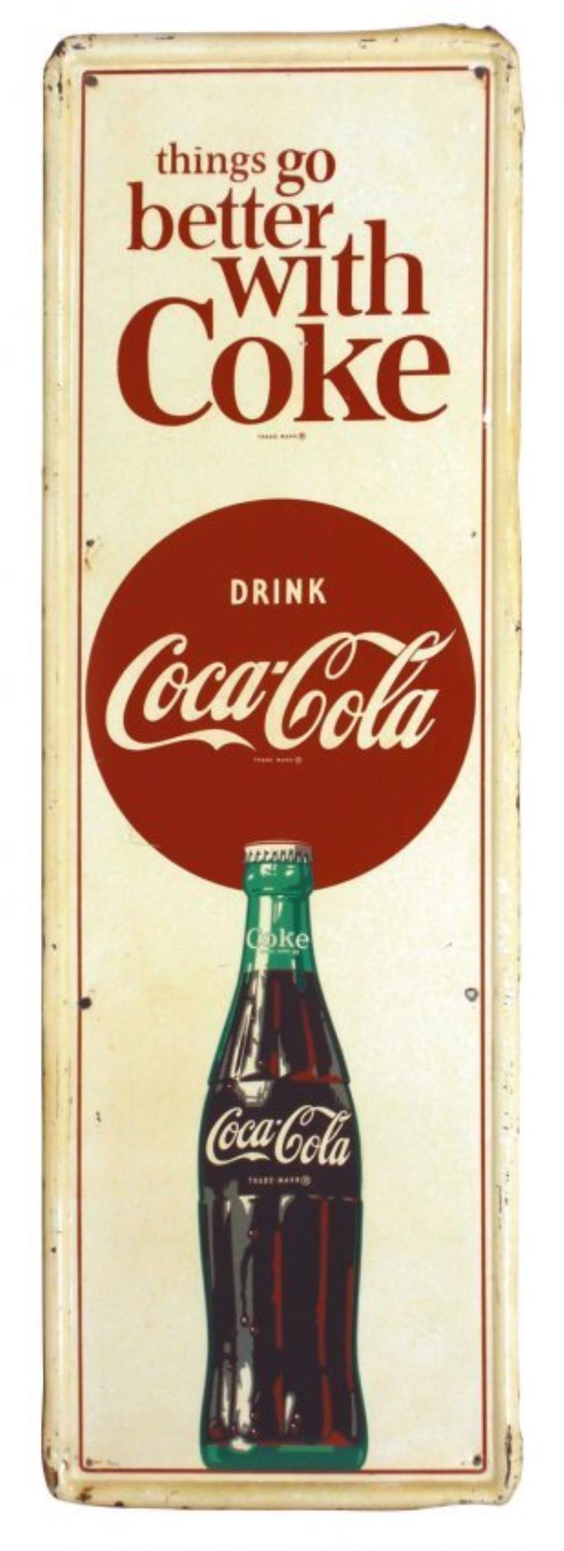 Coca-Cola self-framed metal advertising sign, som