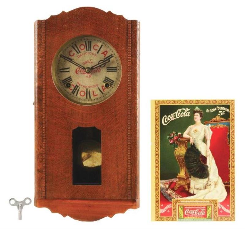 COCA-COLA COUPON AND ADVERTISING CLOCK.