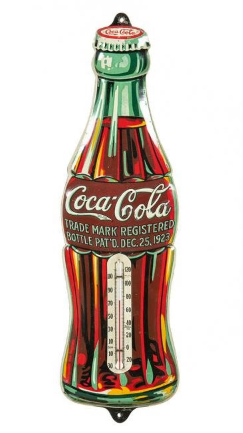 Coca Cola Die Cut Christmas Bottle Thermometer