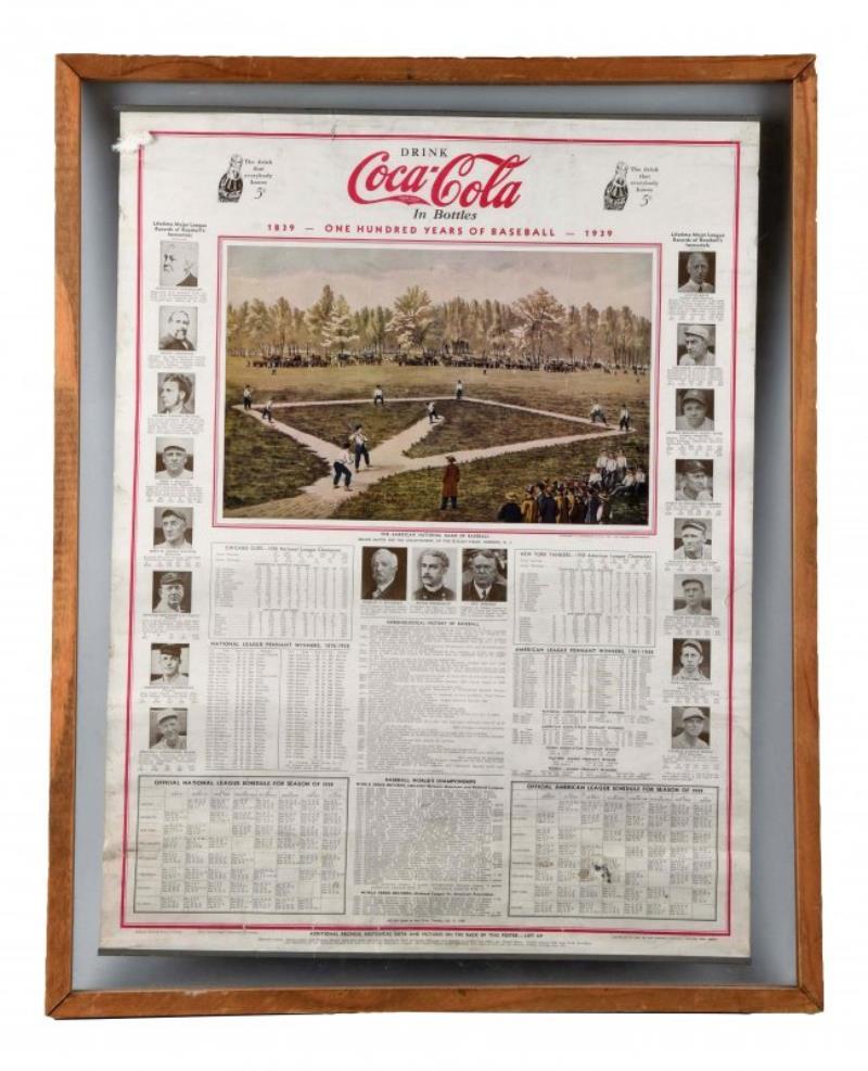 1939 Coca - Cola Baseball Advertising Poster.
