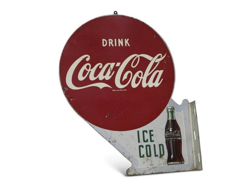 "Drink Ice Cold Coca-Cola" Double-Sided Flange Sign