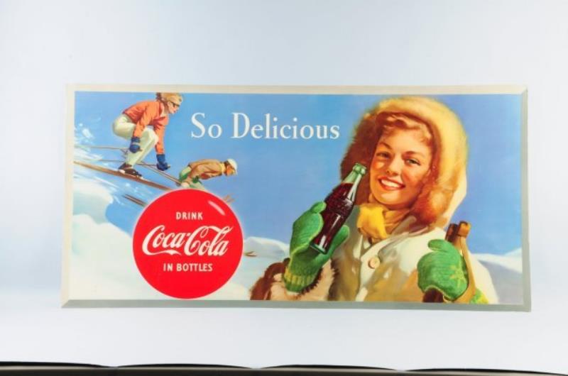 1954 Coca-Cola "So Delicious" Cardboard Sign