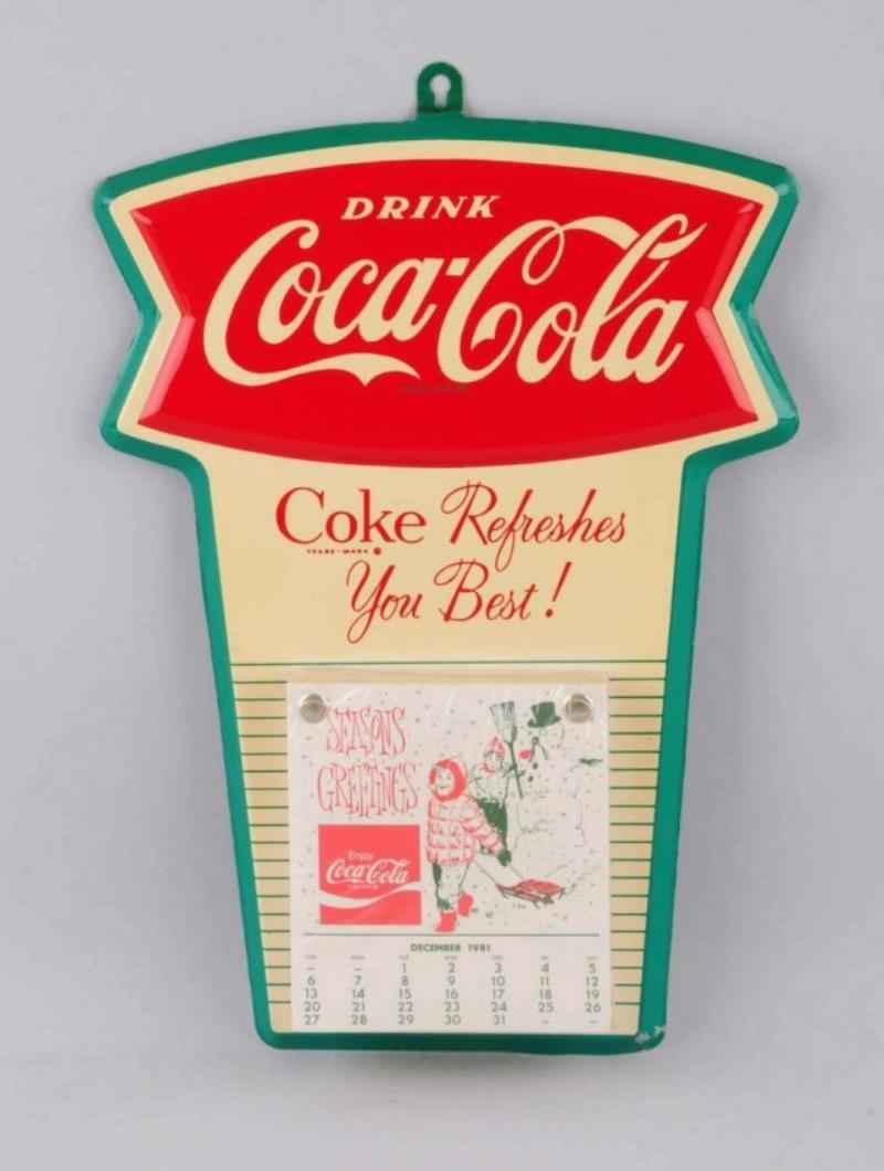 1960's Coca-Cola Tin Calendar Holder.