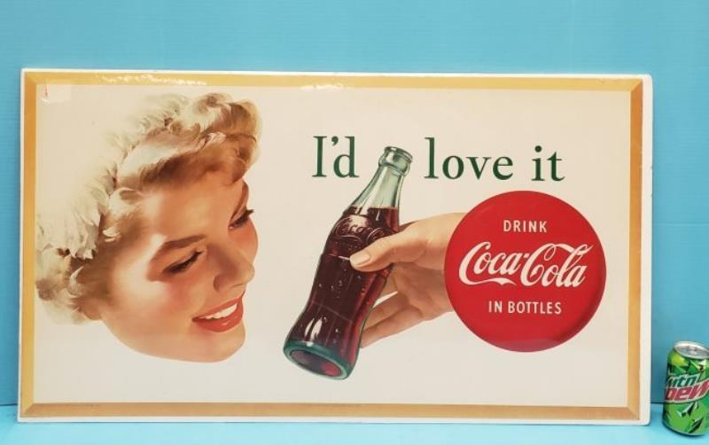 1953 Coca Cola Cardboard sign I'd Love It