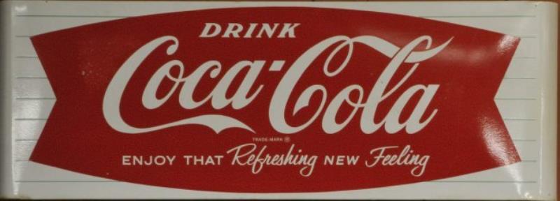 Large Coca-Cola Fishtail Sign w/ Curved Ends