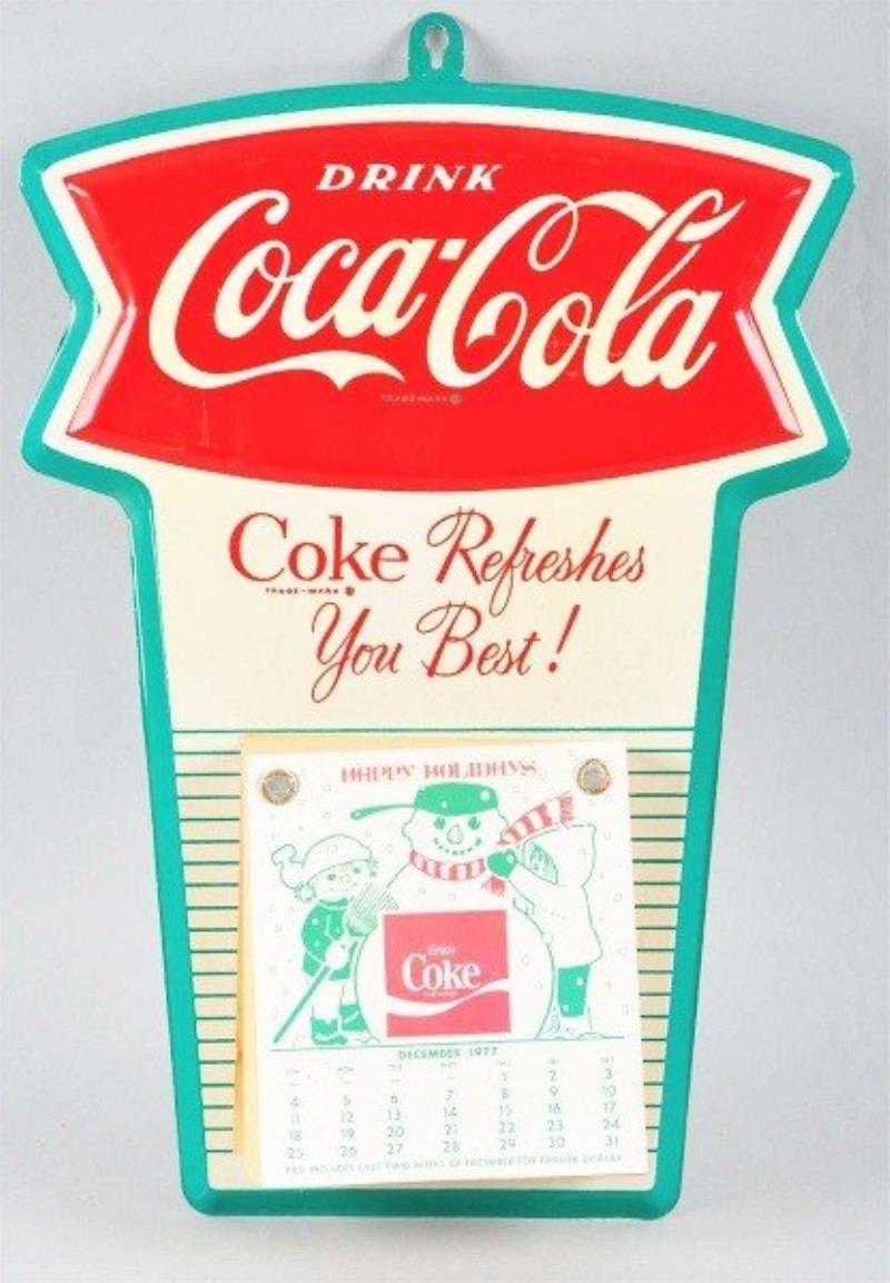 1960s Tin Die-Cut Coca-Cola Calendar Holder.