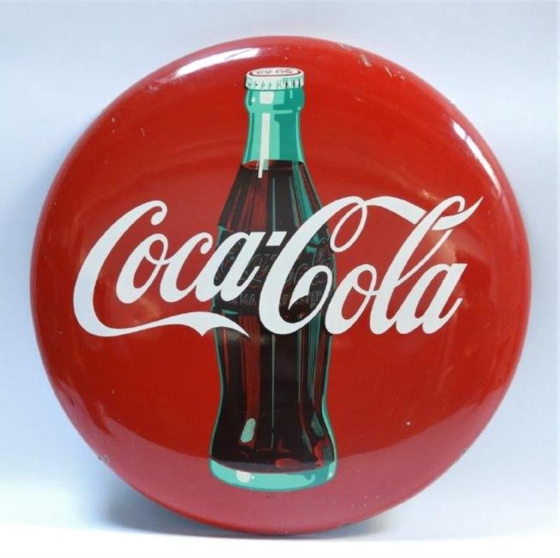 C.1950 Coca Cola Porcelain Button Advertising Sign