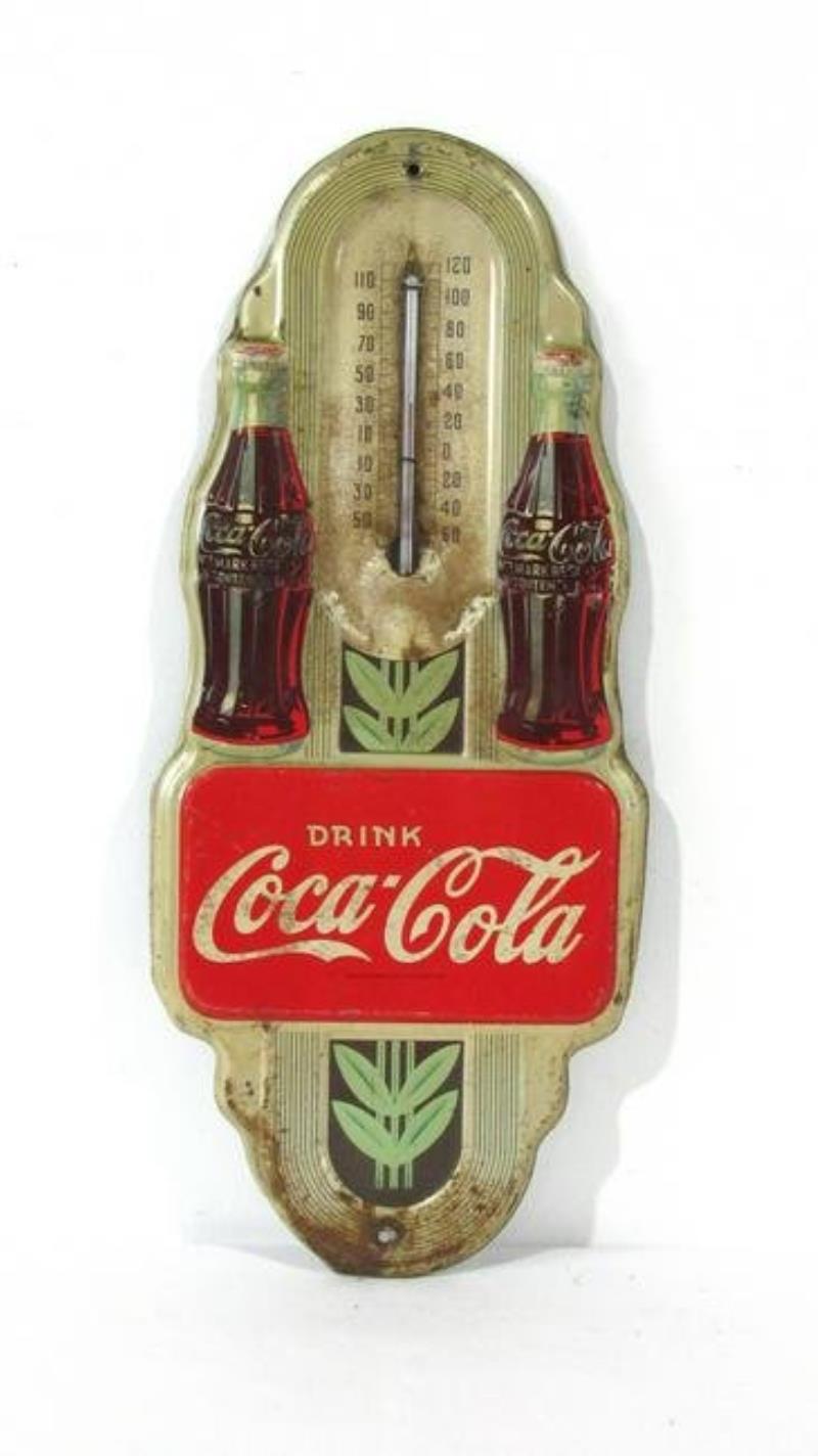 Art Deco Drink Coca Cola Advertising Thermometer