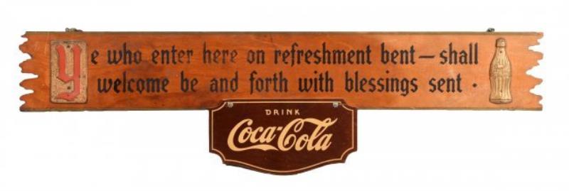 1940's Coca-Cola Wooden Kay Displays Sign.