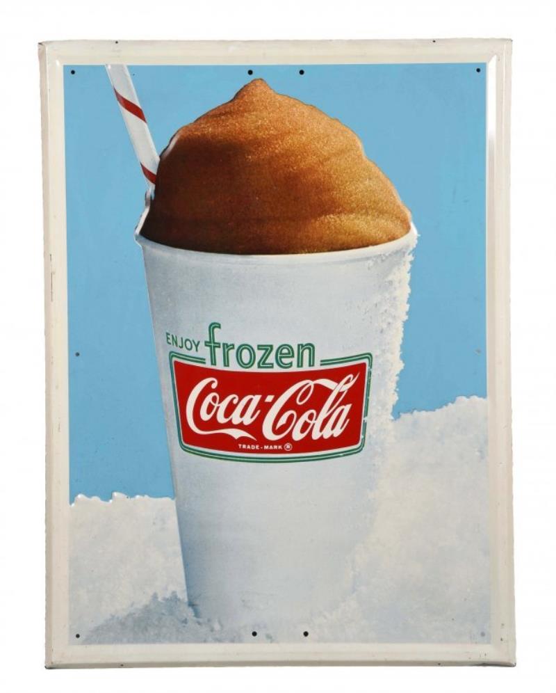 Frozen Coca - Cola Self-Framed Advertising Sign.