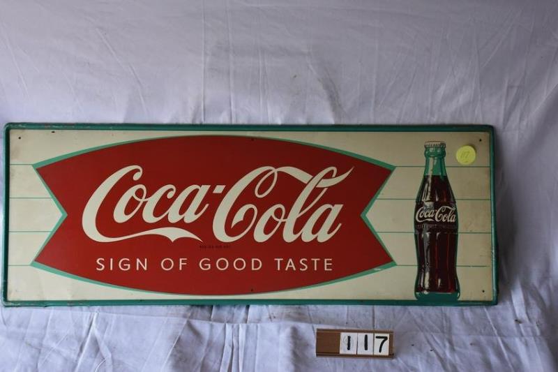 COCA-COLA TIN SIGN - FISH TAIL Value & Price Guide