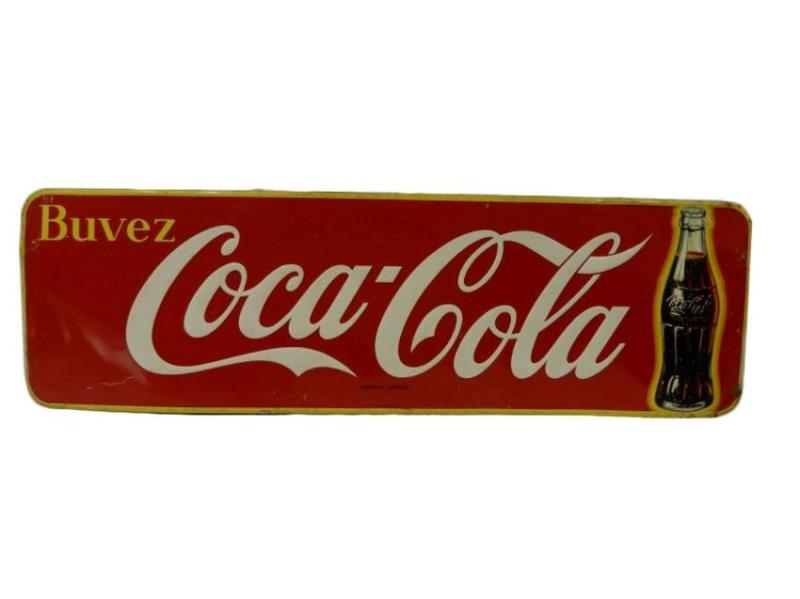 1961 BUVEZ COCA-COLA EMBOSSED SST SIGN
