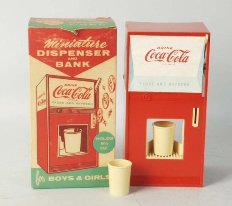 1960s Coca-Cola Toy Dispenser Bank & Box