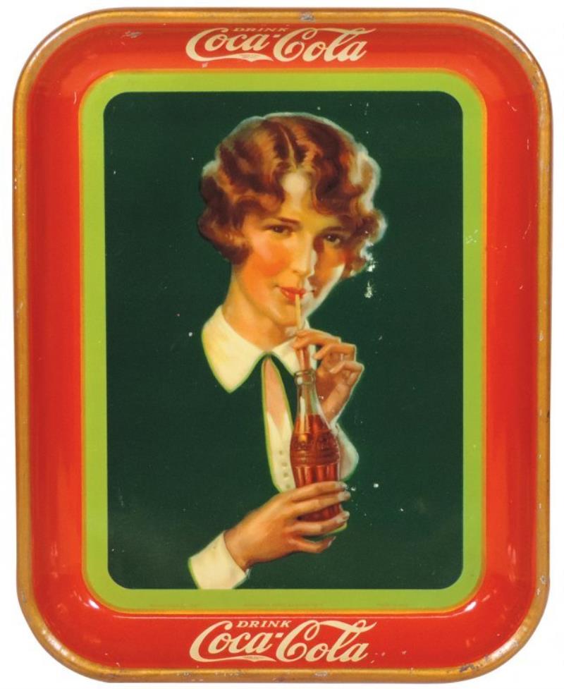 Coca-Cola Serving Tray, Girl Sipping from Bottle,