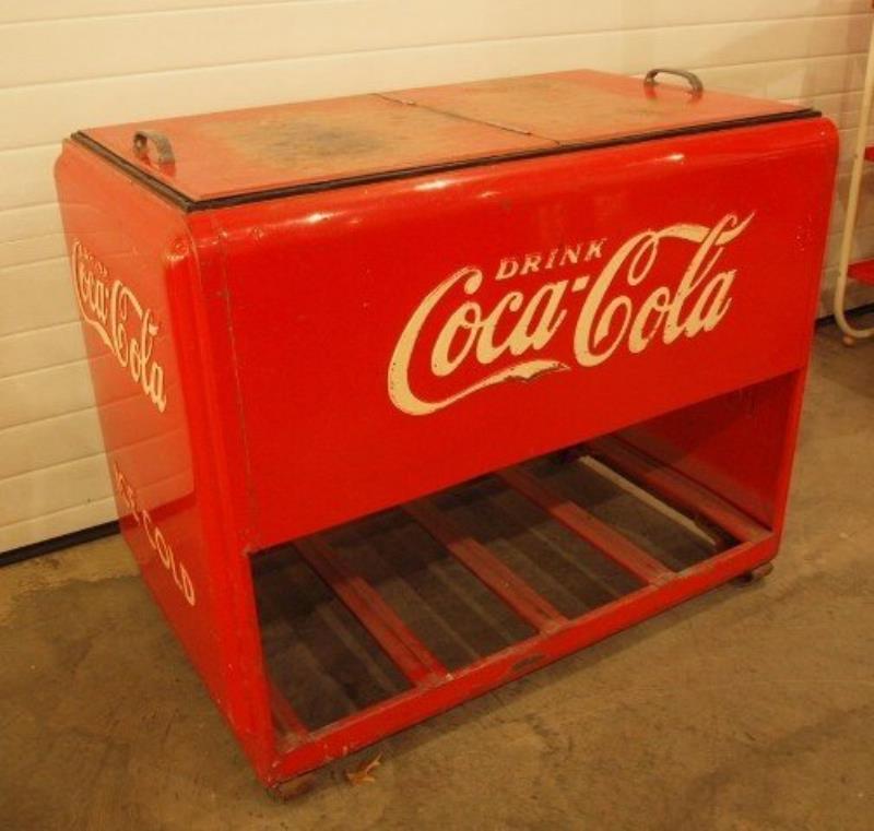 Coca Cola pop cooler, 41"w x 34"h, open bottom