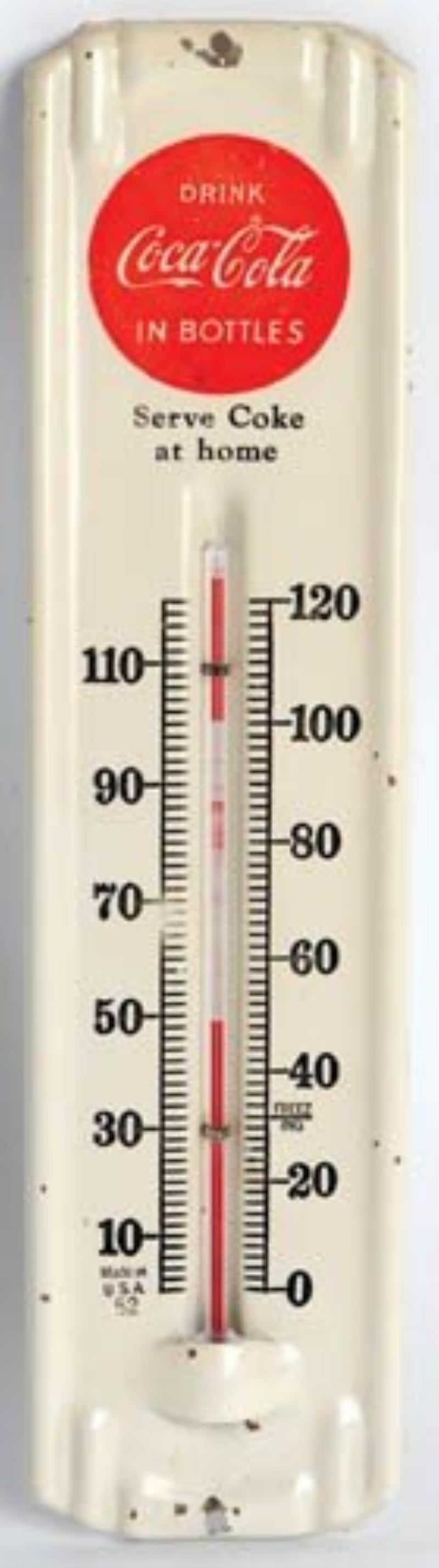 c.1948 Coca-Cola tin thermometer