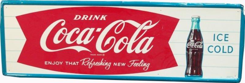Drink Coca Cola Self-Framed Tin Sign w/ Fishtail