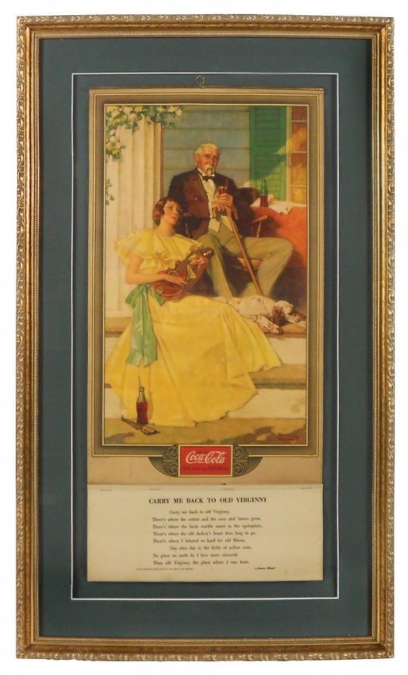 Coca-Cola calendar, c.1934, "Carry Me back to Old