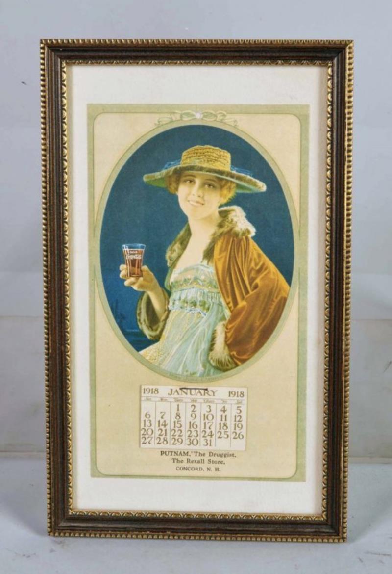 Coca Cola 1918 Advertising Calendar In Frame