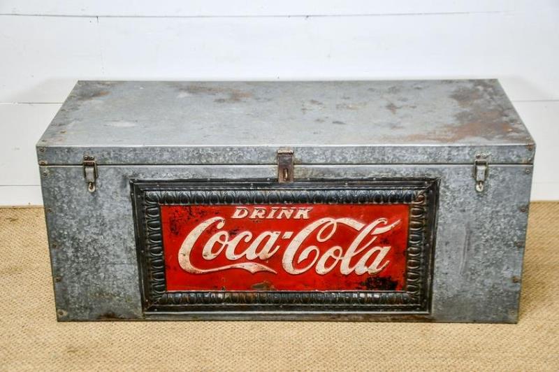 Industrial Metal Trunk Advertising Coca-Cola 20 1/2"H,