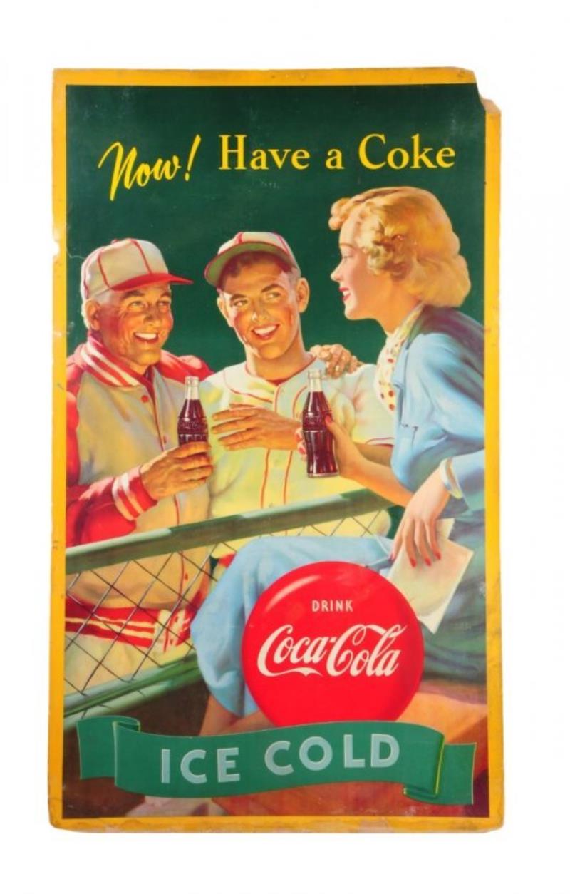 1940's Coca - Cola Large Vertical Cardboard Poster