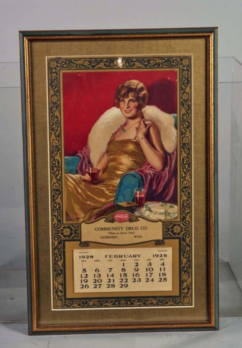 Coca Cola 1928 Advertising Calendar In Frame