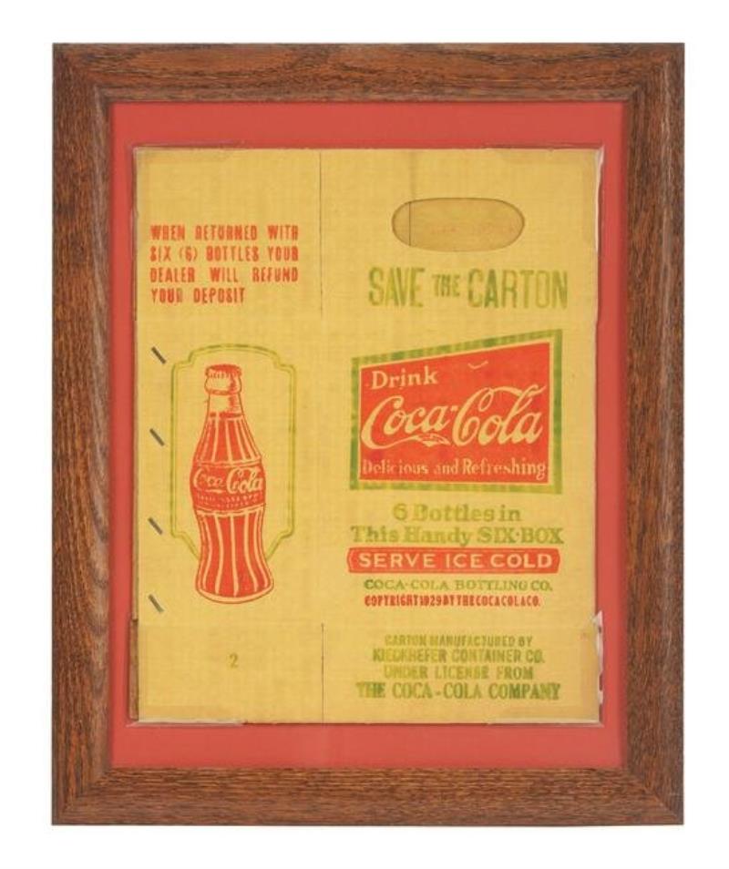1929 Coca-Cola Six-Pack Carrier Cardboard Box.