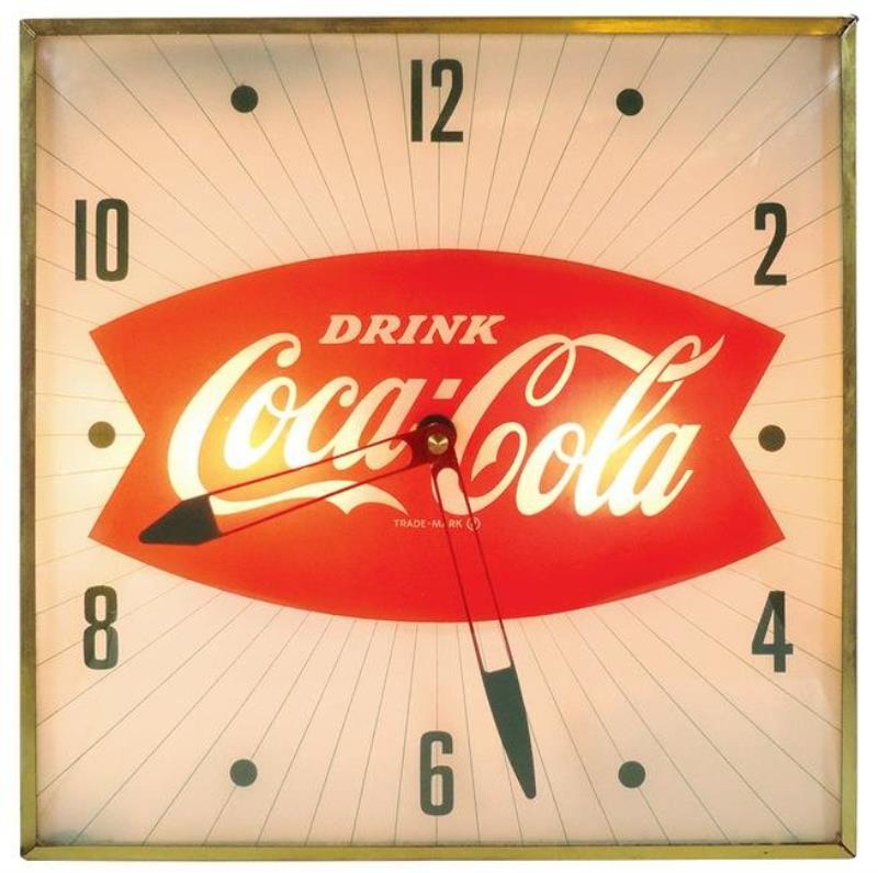 Coca-Cola clock, "Drink Coca-Cola" fishtail, electric