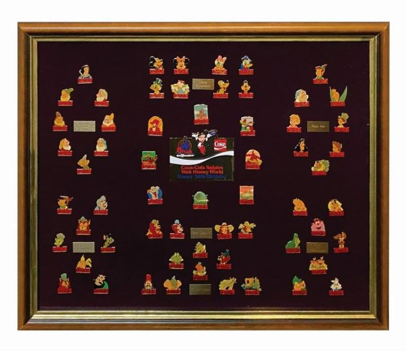 Coca-Cola WDW 15 Anniversary Framed Pin Set.