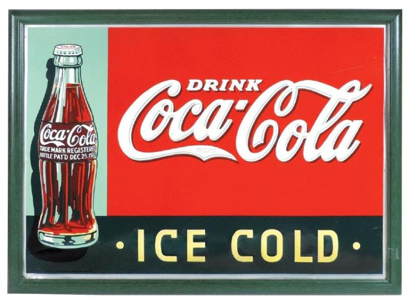 Coca-Cola sign, Drink Coca-Cola, Ice Cold, embossed Value & Price Guide