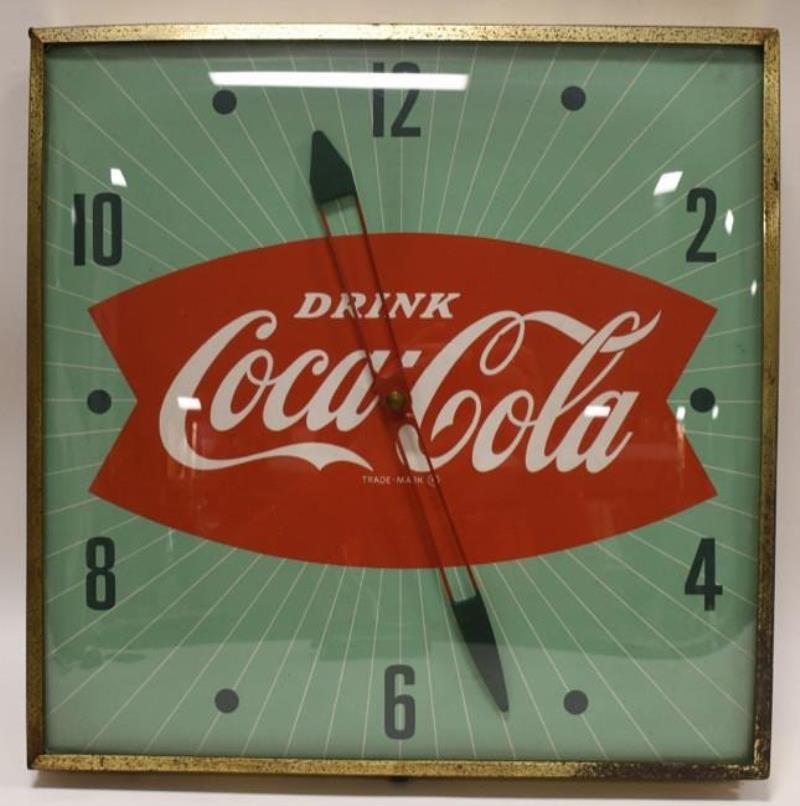Vintage Coca-Cola Fishtail Advertising PAM Clock