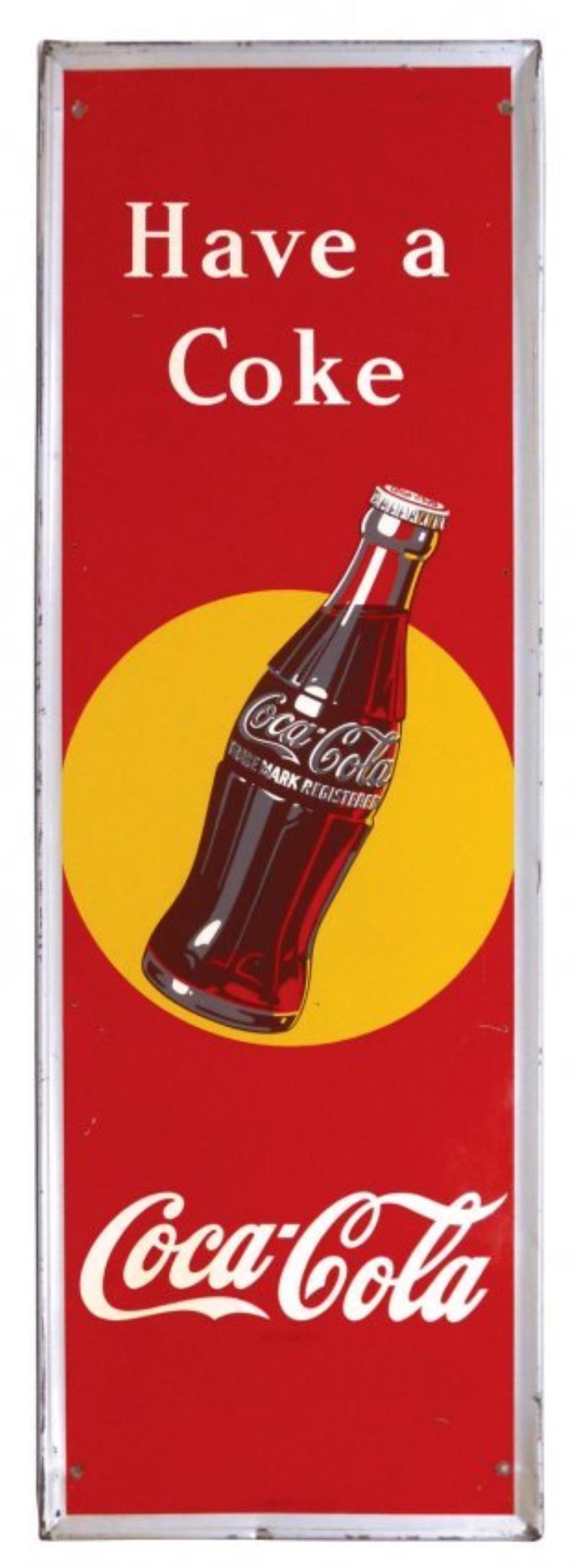 Coca-Cola self-framed metal advertising sign, mad