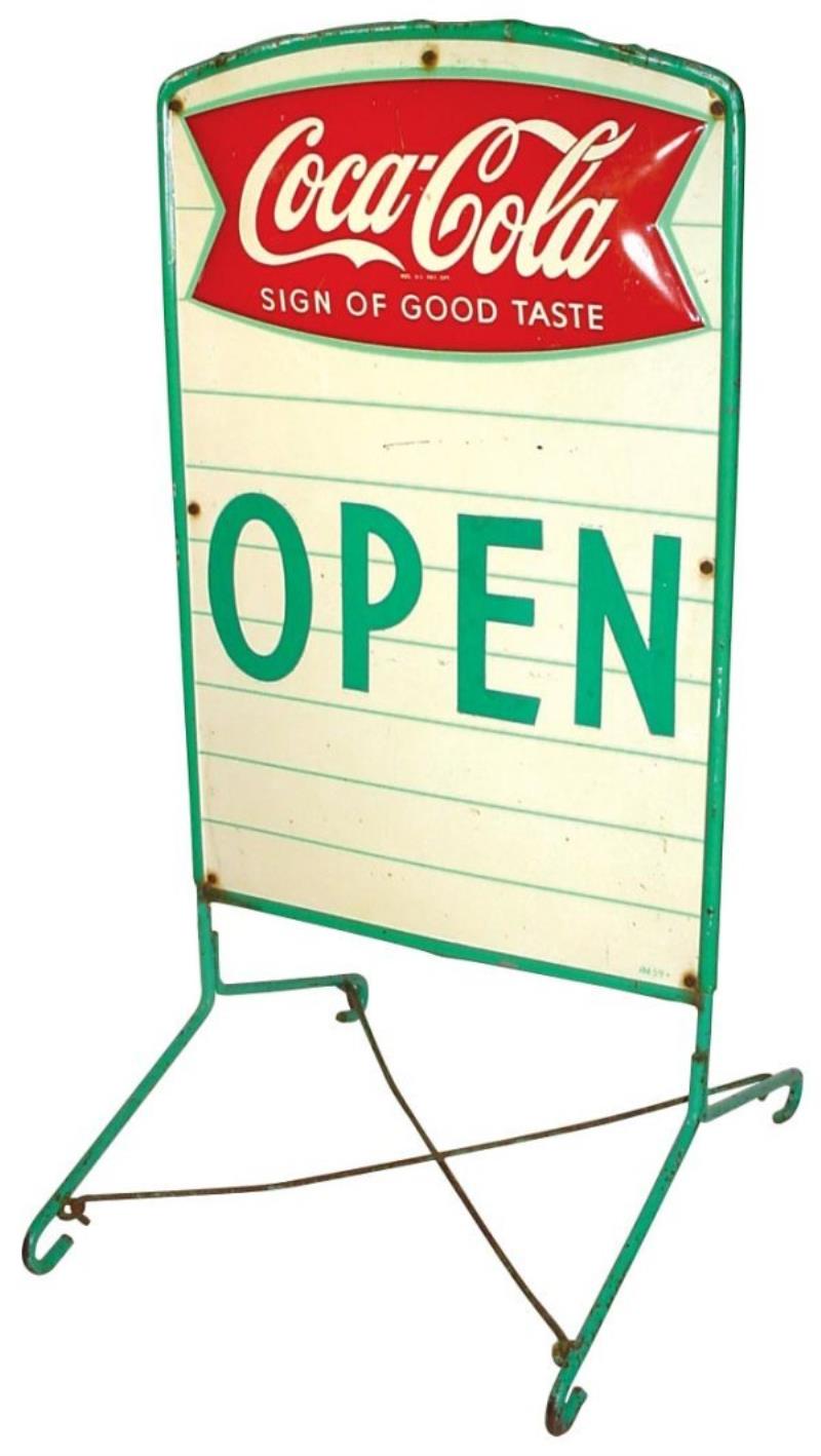 Coca-Cola sidewalk sign, 2-sided embossed metal f