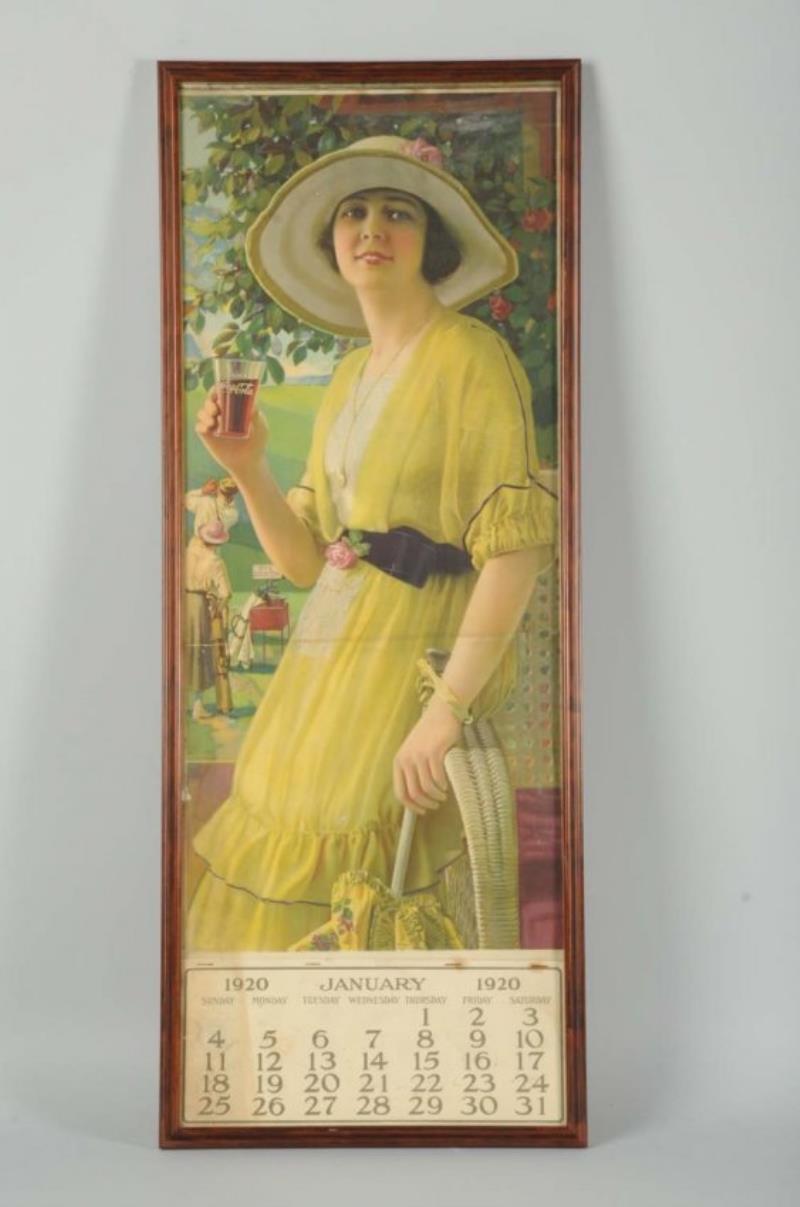 1920 Coca-Cola Calendar with Glass