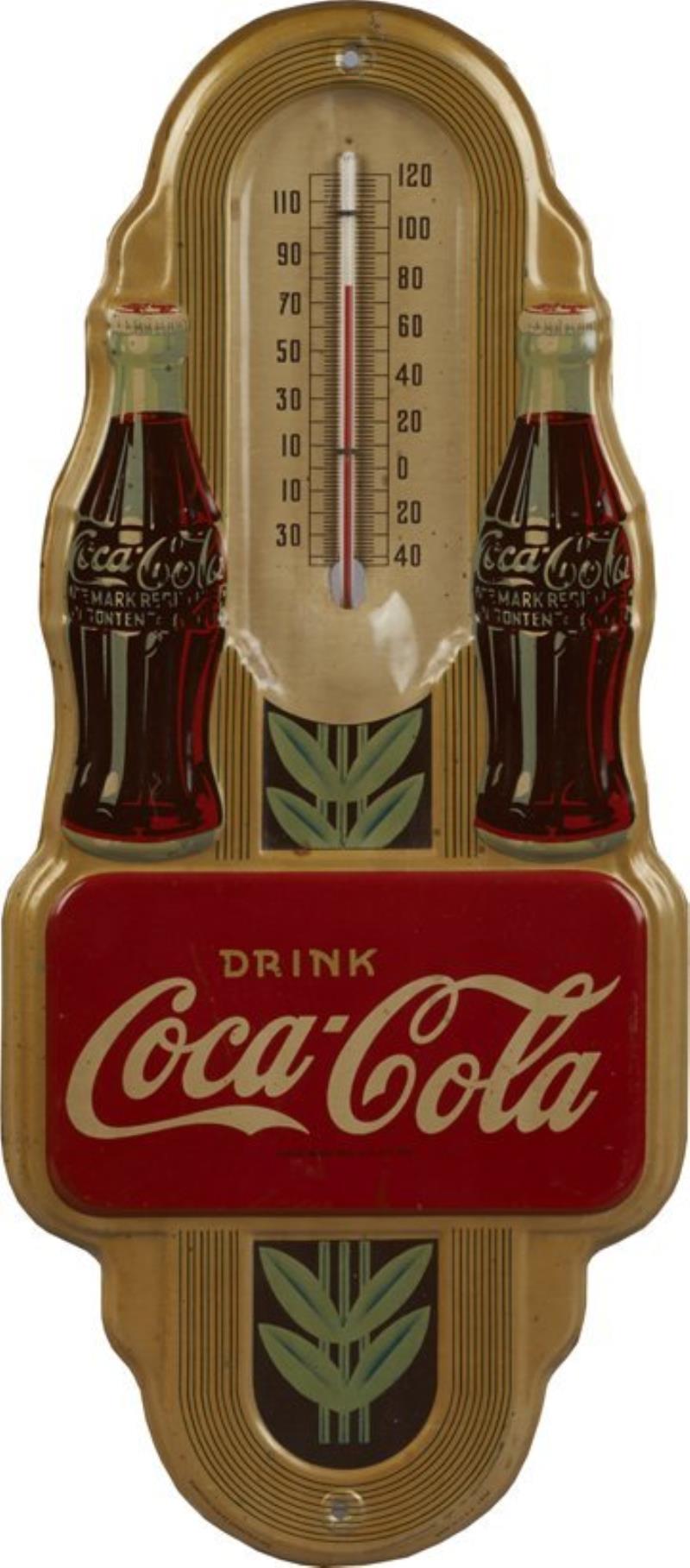Coca Cola Deco Style Tin Advertisement Thermometer.