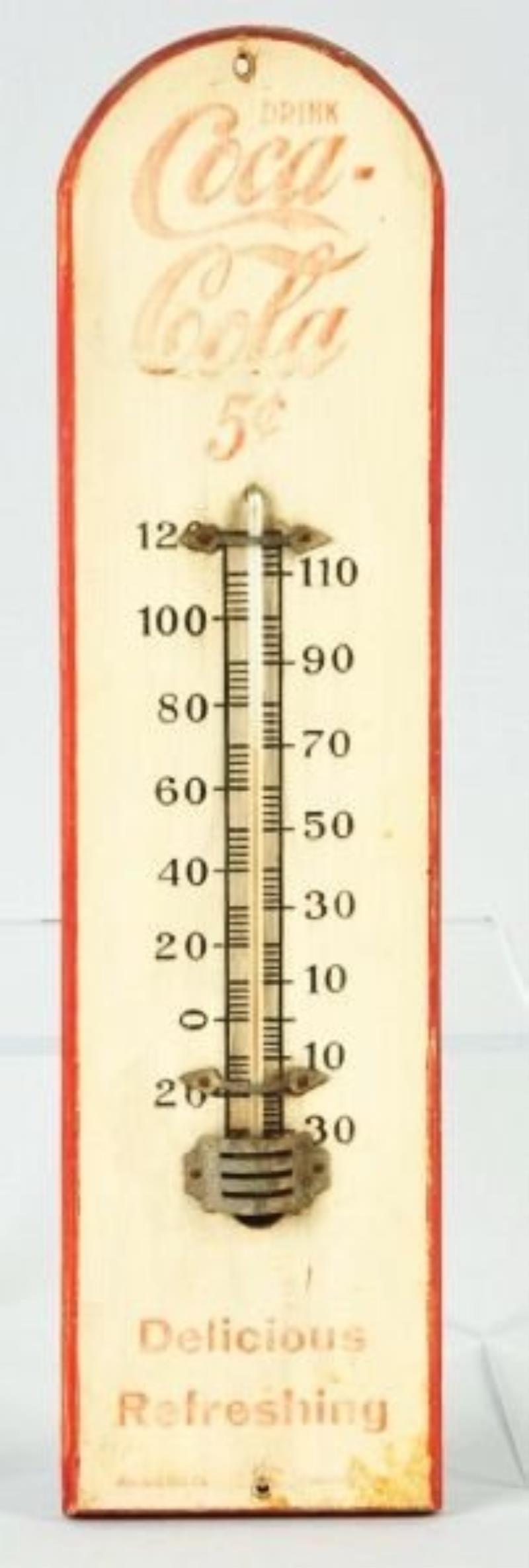 1905 - 1910 Wooden Coca-Cola Thermometer.