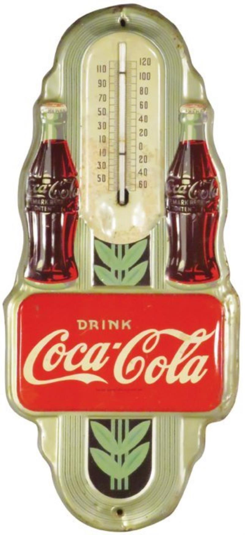 1941 Coca Cola Embossed Thermometer