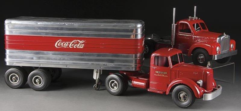 A SMITH MILLER TOY SEMI COCA-COLA CAB AND TRAILER,