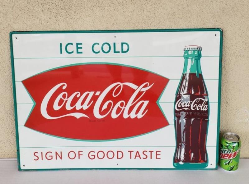 Coca Cola Fishtail Sign of Good Taste tin sign