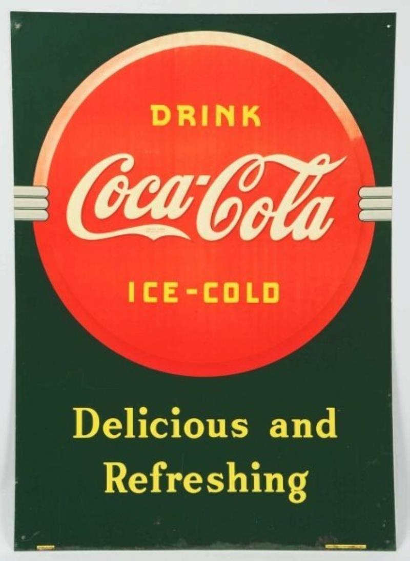 1940 Coca-Cola Embossed Tin Sign.