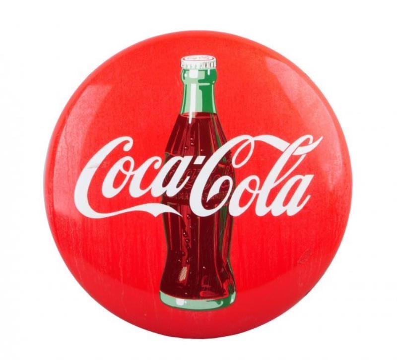 1950's Coca - Cola Button with Bottle.