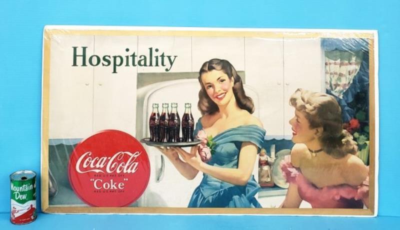 1948 Coca Cola Hospitality Cardboard Sign
