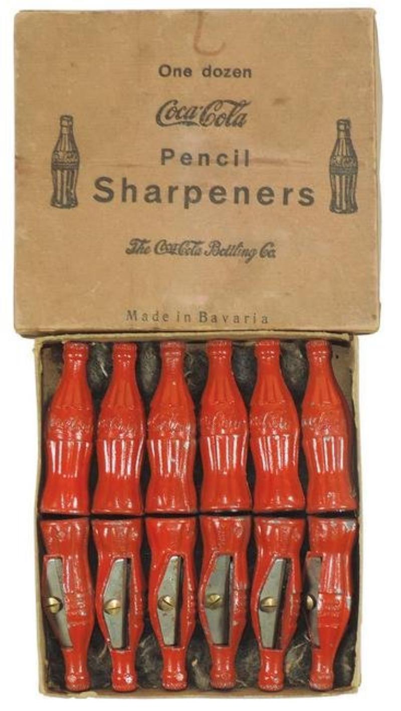 Coca-Cola Pencil Sharpeners, Rare complete box of 12,